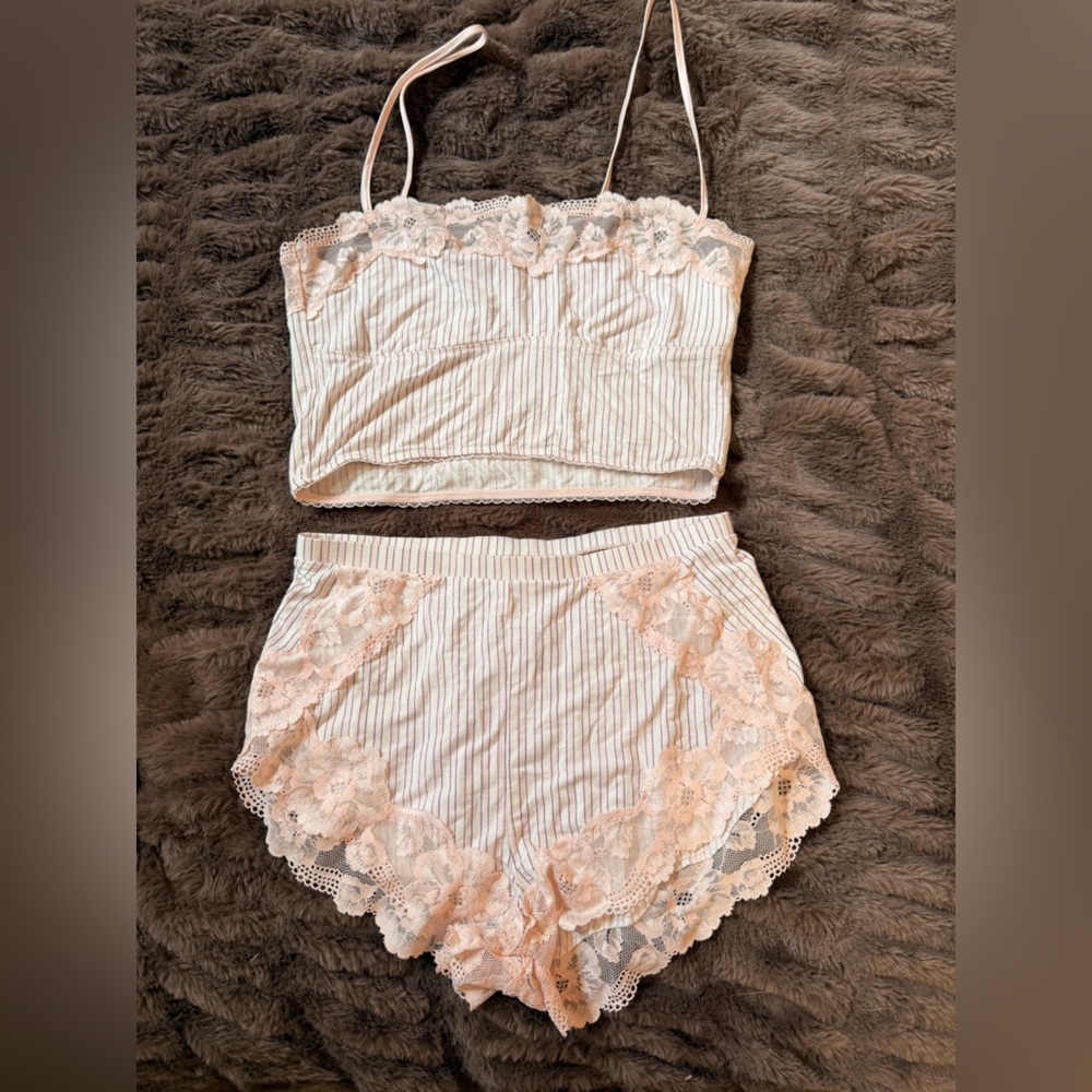 Victoria's Secret Pink Lace Trim Bandeau Set